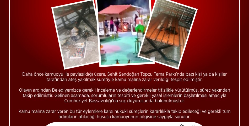 PARKI YAKANLAR HAKKINDA SUÇ DUYURUSUNDA BULUNULDU